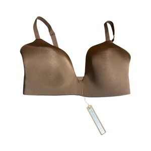 SKIMS Fits Everybody T-Shirt Bra Deep Taupe Lace Trim Lightly Lined NWT Size DD